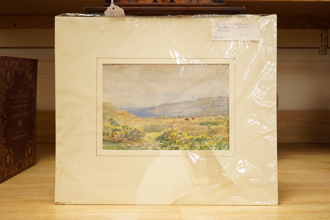 George Stanfield Walters (1838-1924), 'Heather & Gorse, Dartmoor', unsigned, watercolour, 16 x 24cm
